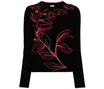 Ink Floral-intarsia wool Pullover