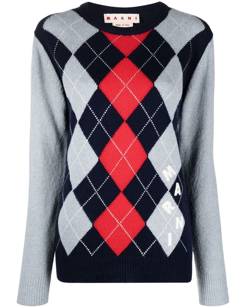 Marni Damen Pullover mit Argyle-Muster