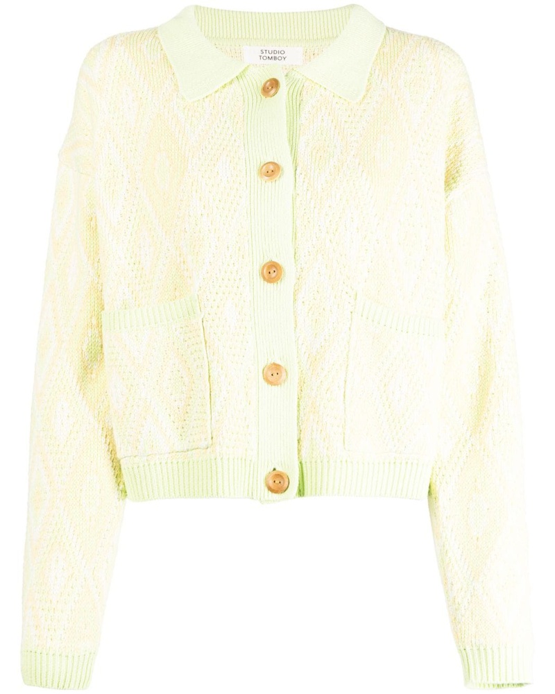 STUDIO TOMBOY Damen Geometrisch gemusterter Cardigan