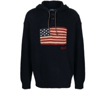 Gerippter Hoodie mit Flagge
