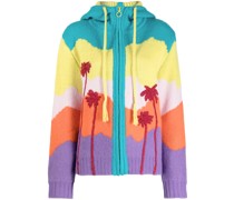 Kapuzencardigan mit Palmenstickerei