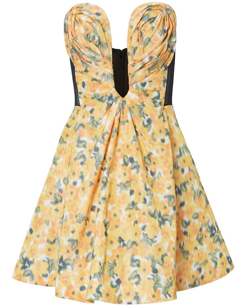 Carolina Herrera New York Damen Drapiertes Kleid mit Blumen-Print