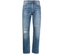 ripped-detail straight-leg jeans