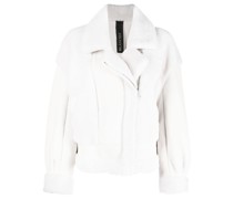 Lederjacke mit Shearling-Besatz