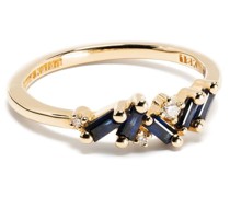18kt Gelbgoldring mit Saphir und Diamanten