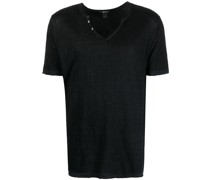 T-Shirt aus Leinen mit V-Ausschnitt