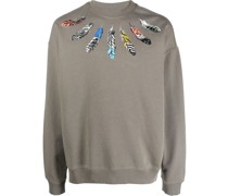 Sweatshirt mit Feder-Print