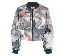 planet-print bomber jacket