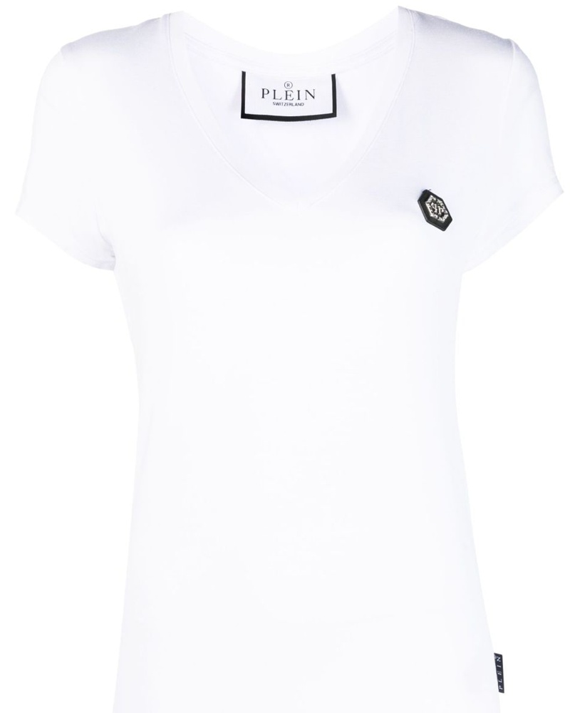 Philipp Plein Damen T-Shirt mit V-Ausschnitt