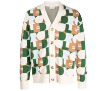 Cardigan mit Intarsien-Logo