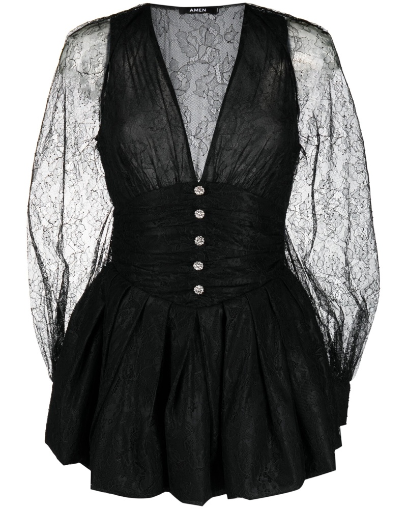 Amen Damen Minikleid mit Spitze Amen Damen Minikleid mit Spitze
