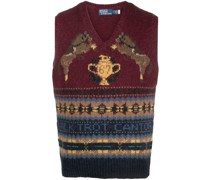 wool-cashmere intarsia-knit vest
