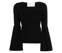 Gerippter Pullover mit weiten Ärmeln