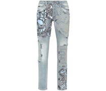 Gerade Jeans mit Paisley-Print