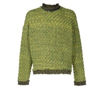 Melierter Pullover mit Intarsien-Logo