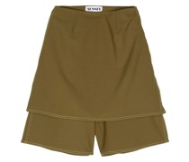 skirt-overlay knee-leng shorts