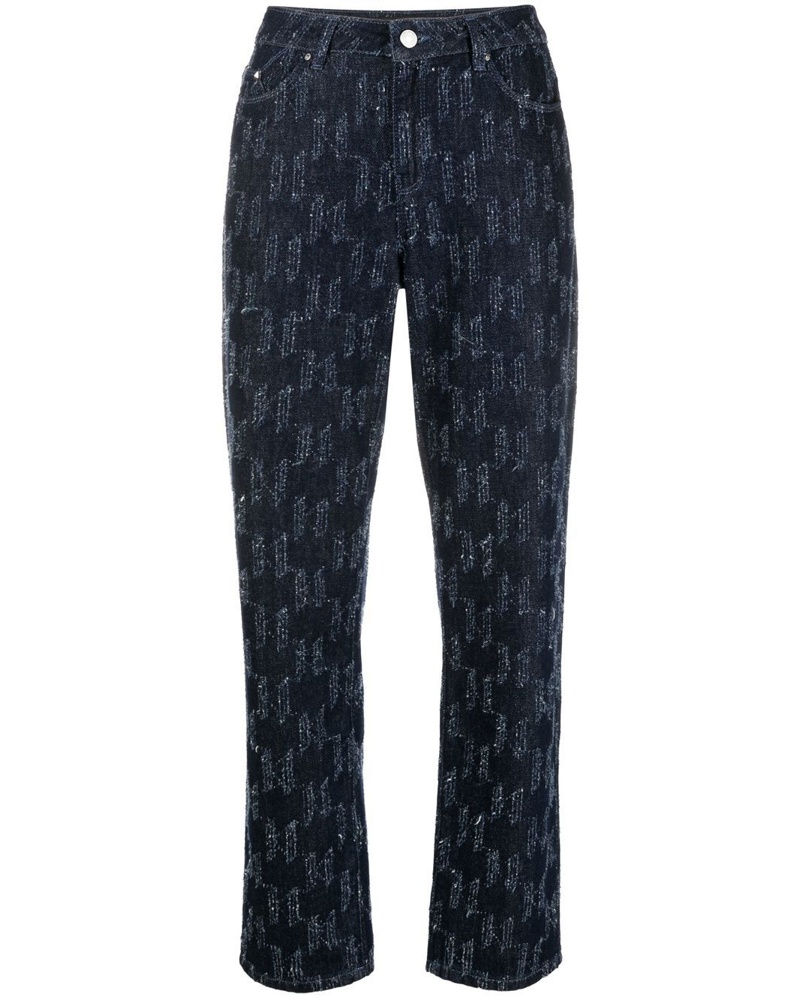 Karl Lagerfeld Damen Cropped-Jeans mit Monogramm