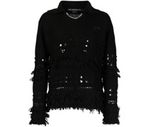 Gehäkelter Pullover mit Fransen