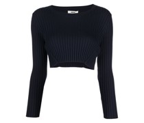 Gerippter Cropped-Pullover