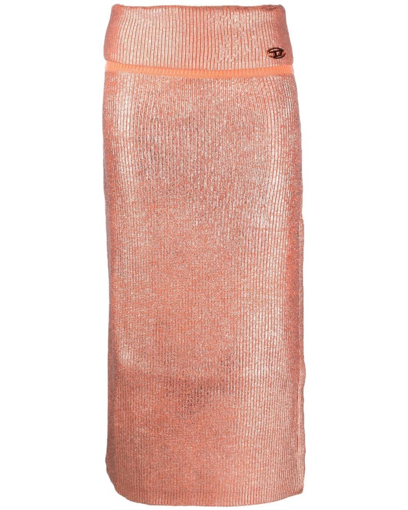 Diesel Damen Geripptes Midikleid