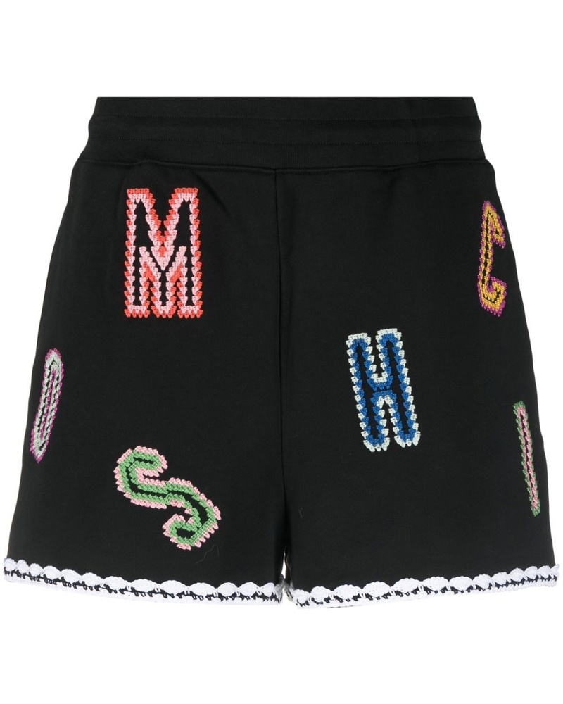 Moschino Damen Gehäkelte Shorts mit Logo