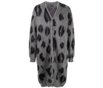 Langer Mohaircardigan mit Leoparden-Print
