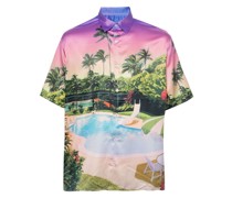 Bowlinghemd mit Pool-Print