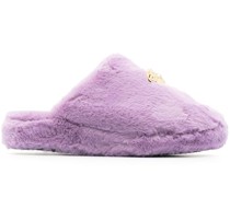 Slipper aus Faux Fur mit Medusa