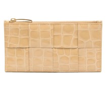 croc-embossed interwoven leather wallet