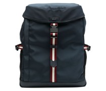 stripe-detail buckled backpack