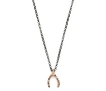 12kt Rotgold- und Silberhalskette mit Diamanten