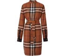 Exaggerated Check belted wool dress