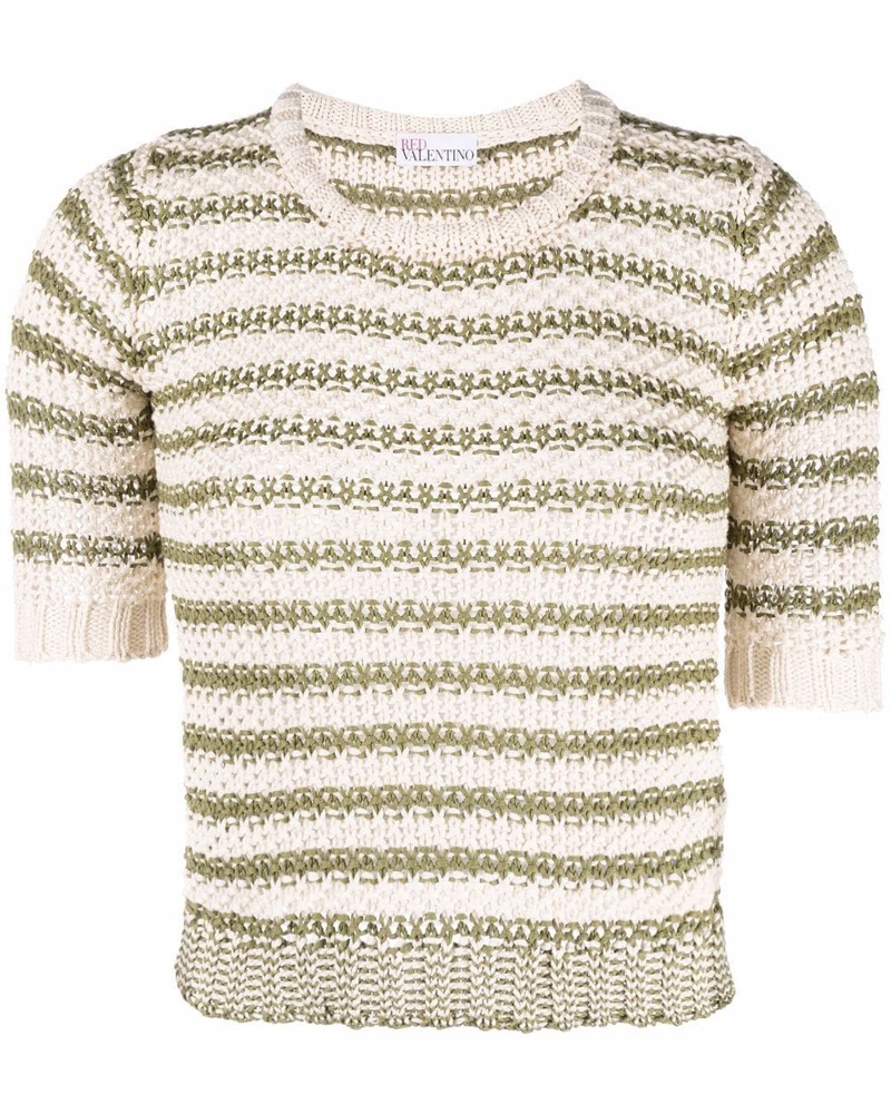 RED Valentino Damen Gestreifter Pullover