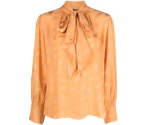 Schluppenbluse mit Blatt-Print