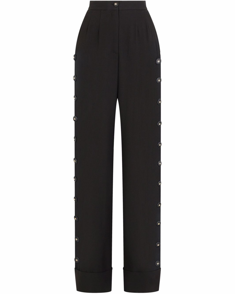 Dolce & Gabbana Damen Palazzohose mit Knopfdetail