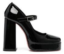Plateau-Pumps aus Lackleder