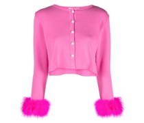 Cropped-Cardigan mit Federn