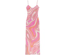 Seidenkleid mit Marmo-Print