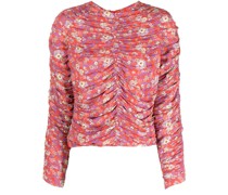 Geraffte Bluse mit Blumen-Print