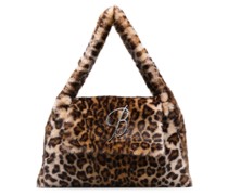 leopard-print faux-fur shoulder bag