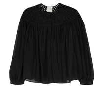 crochet-panel cotton blouse