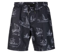 Badeshorts mit Illustrations-Print