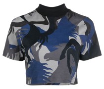 Cropped-T-Shirt mit Camouflage-Print