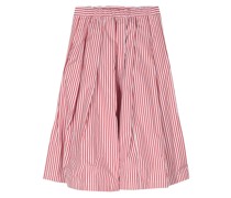 pleated striped cotton skirt