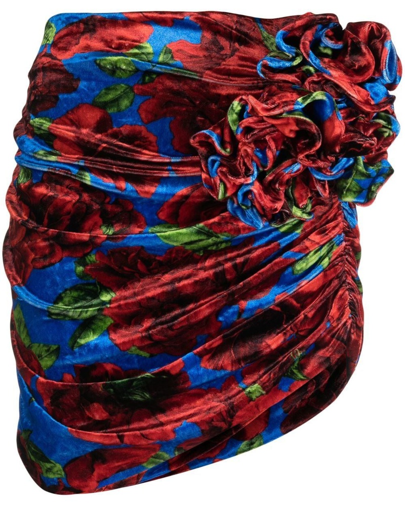 Magda Butrym Damen Geraffter Minirock mit Blumen-Print