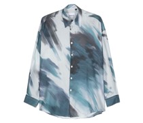 abstract-print silk shirt