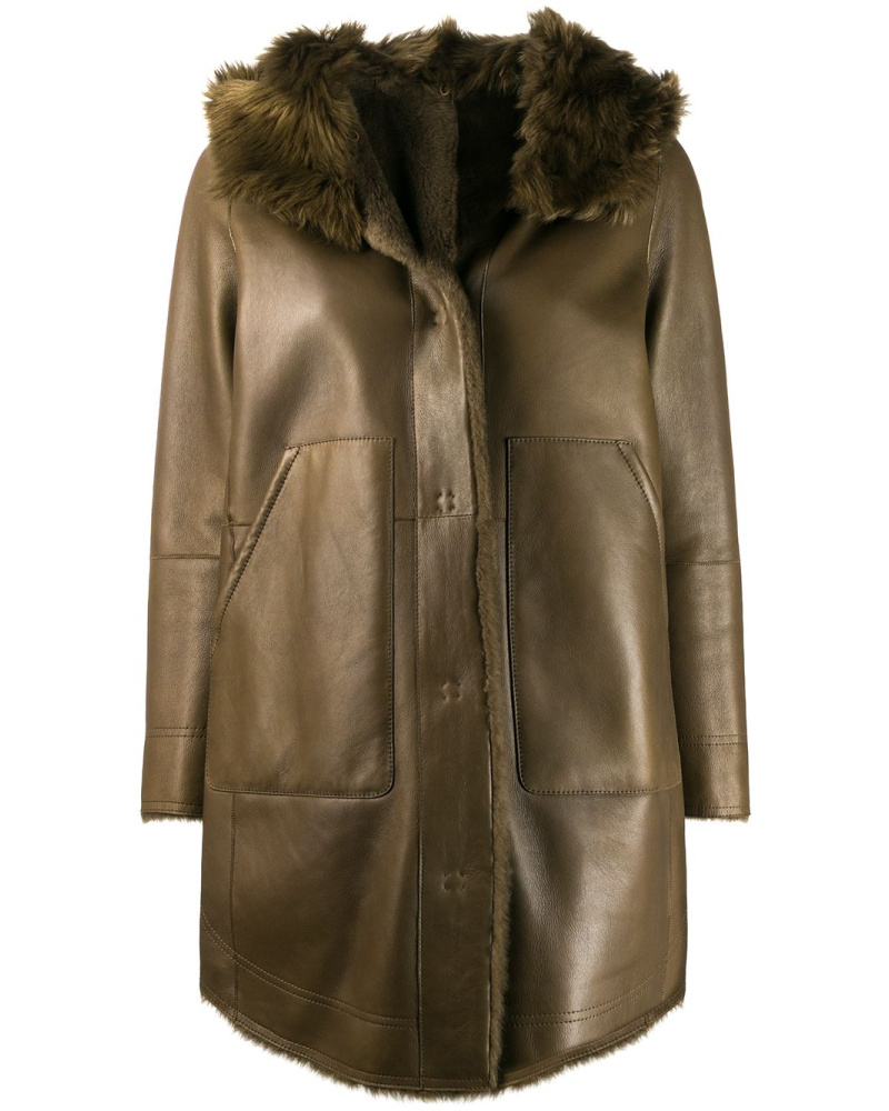 Yves Salomon Damen Kapuzenmantel mit Shearling
