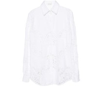 panelled guipure-lace shirt