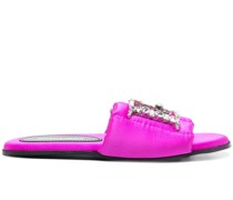 Flache Sandalen mit Kristallen