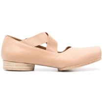 square-toe leather ballerina shoes